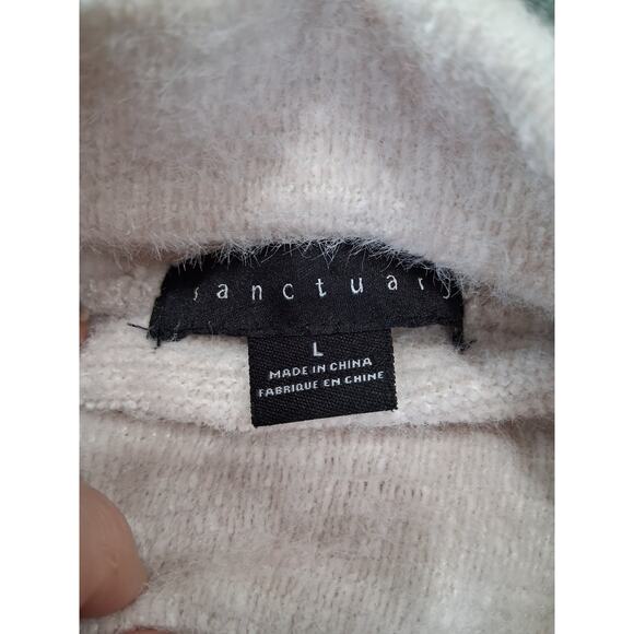 Sanctuary Fuzzy Balloon Puff Sleeve Mock Neck Sweater Ivory Women's Large Cozy - Picture 7 of 12